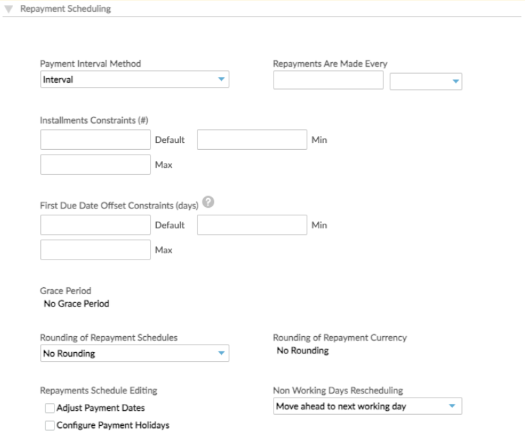 Repayment Scheduling section